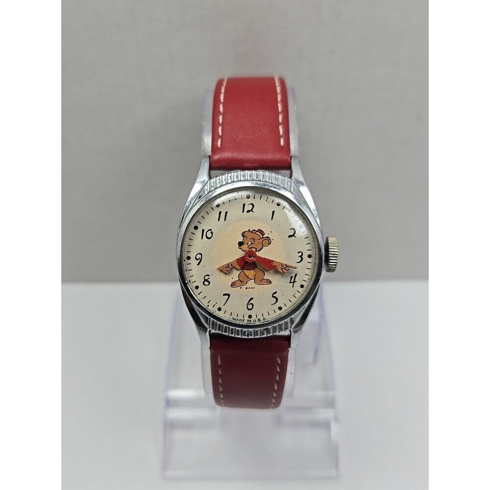 Rare Vintage US Time Disney WDP Bongo Bear Manual Wind Mechanical Watch Made USA